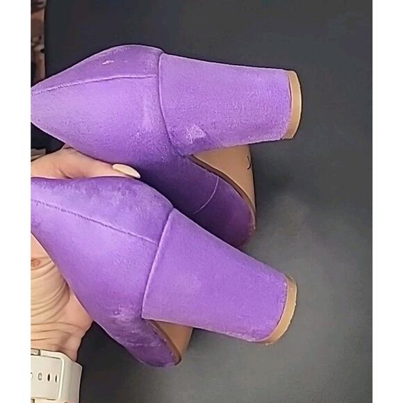 IDIFU RO2 Purple Suede Pumps Women’s 11 Mid Chunky Heel Retro 80s 90s GUC - Picture 6 of 9